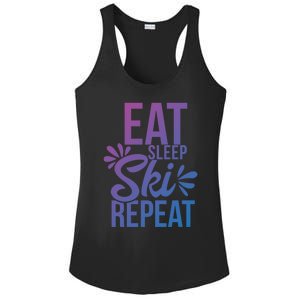 Eat Sleep Ski Repeat Motivational Gift Ace058b Great Gift Ladies PosiCharge Competitor Racerback Tank