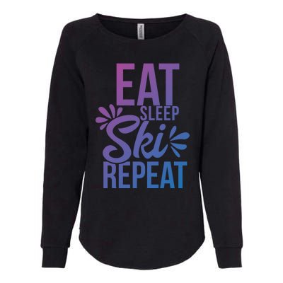 Eat Sleep Ski Repeat Motivational Gift Ace058b Great Gift Womens California Wash Sweatshirt