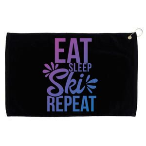 Eat Sleep Ski Repeat Motivational Gift Ace058b Great Gift Grommeted Golf Towel