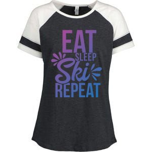 Eat Sleep Ski Repeat Motivational Gift Ace058b Great Gift Enza Ladies Jersey Colorblock Tee