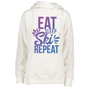 Eat Sleep Ski Repeat Motivational Gift Ace058b Great Gift Womens Funnel Neck Pullover Hood