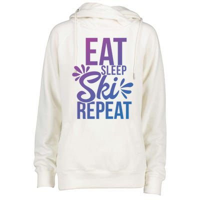 Eat Sleep Ski Repeat Motivational Gift Ace058b Great Gift Womens Funnel Neck Pullover Hood