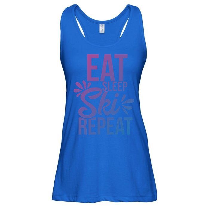 Eat Sleep Ski Repeat Motivational Gift Ace058b Great Gift Ladies Essential Flowy Tank