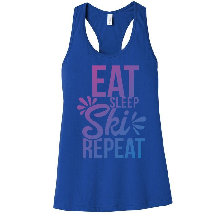 Eat Sleep Ski Repeat Motivational Gift Ace058b Great Gift Women's Racerback Tank