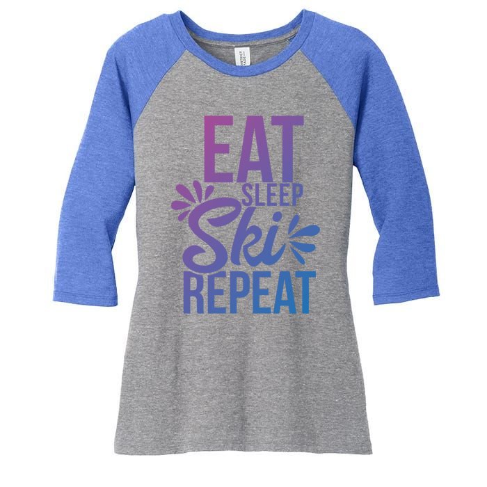 Eat Sleep Ski Repeat Motivational Gift Ace058b Great Gift Women's Tri-Blend 3/4-Sleeve Raglan Shirt