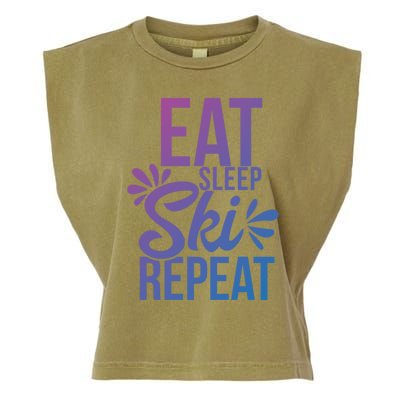 Eat Sleep Ski Repeat Motivational Gift Ace058b Great Gift Garment-Dyed Women's Muscle Tee