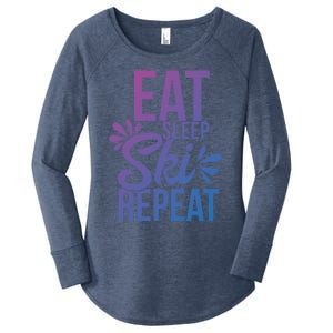 Eat Sleep Ski Repeat Motivational Gift Ace058b Great Gift Women's Perfect Tri Tunic Long Sleeve Shirt