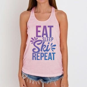 Eat Sleep Ski Repeat Motivational Gift Ace058b Great Gift Women's Knotted Racerback Tank