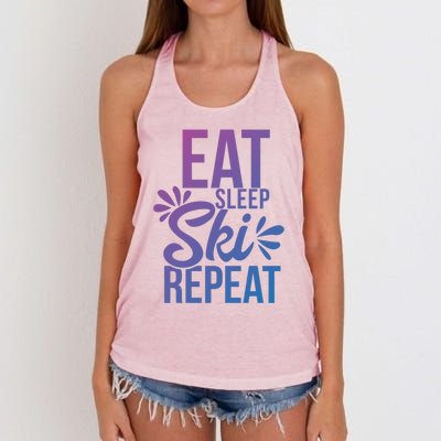 Eat Sleep Ski Repeat Motivational Gift Ace058b Great Gift Women's Knotted Racerback Tank