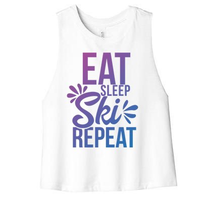 Eat Sleep Ski Repeat Motivational Gift Ace058b Great Gift Women's Racerback Cropped Tank