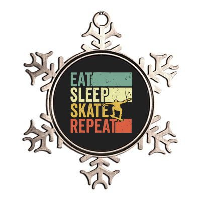 Eat Sleep Skate Repeat Retro Skateboarding Skater Metallic Star Ornament