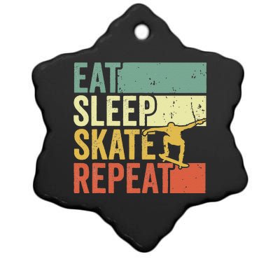 Eat Sleep Skate Repeat Retro Skateboarding Skater Ceramic Star Ornament