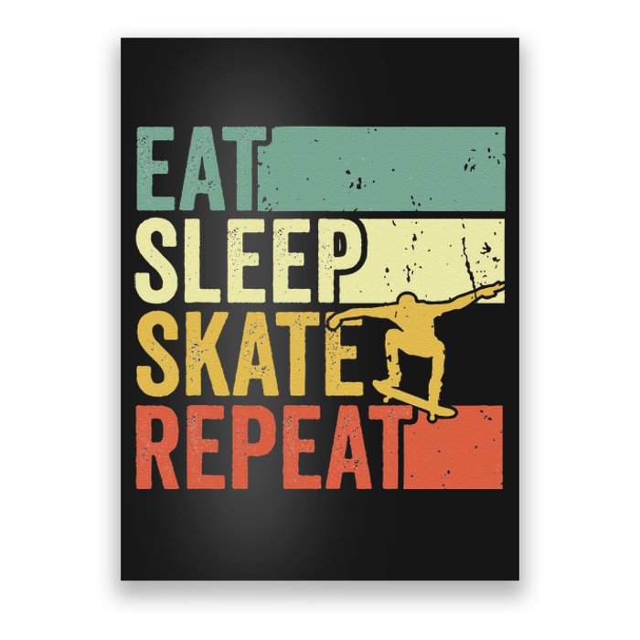 Eat Sleep Skate Repeat Retro Skateboarding Skater Poster