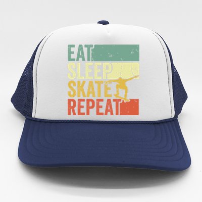 Eat Sleep Skate Repeat Retro Skateboarding Skater Trucker Hat