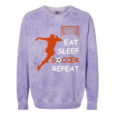 Eat Sleep Soccer Repeat funny Cool Sport Player Colorblast Crewneck Sweatshirt