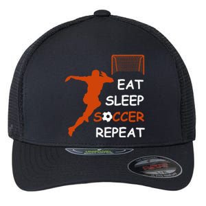 Eat Sleep Soccer Repeat funny Cool Sport Player Flexfit Unipanel Trucker Cap