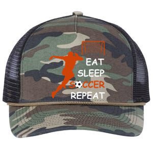 Eat Sleep Soccer Repeat funny Cool Sport Player Retro Rope Trucker Hat Cap