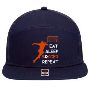 Eat Sleep Soccer Repeat funny Cool Sport Player 7 Panel Mesh Trucker Snapback Hat