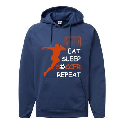 Eat Sleep Soccer Repeat funny Cool Sport Player Performance Fleece Hoodie