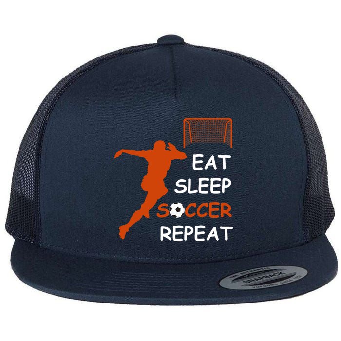 Eat Sleep Soccer Repeat funny Cool Sport Player Flat Bill Trucker Hat