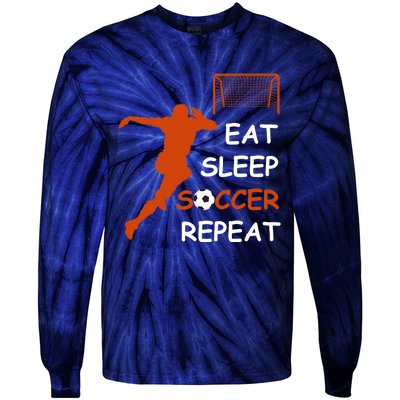 Eat Sleep Soccer Repeat funny Cool Sport Player Tie-Dye Long Sleeve Shirt