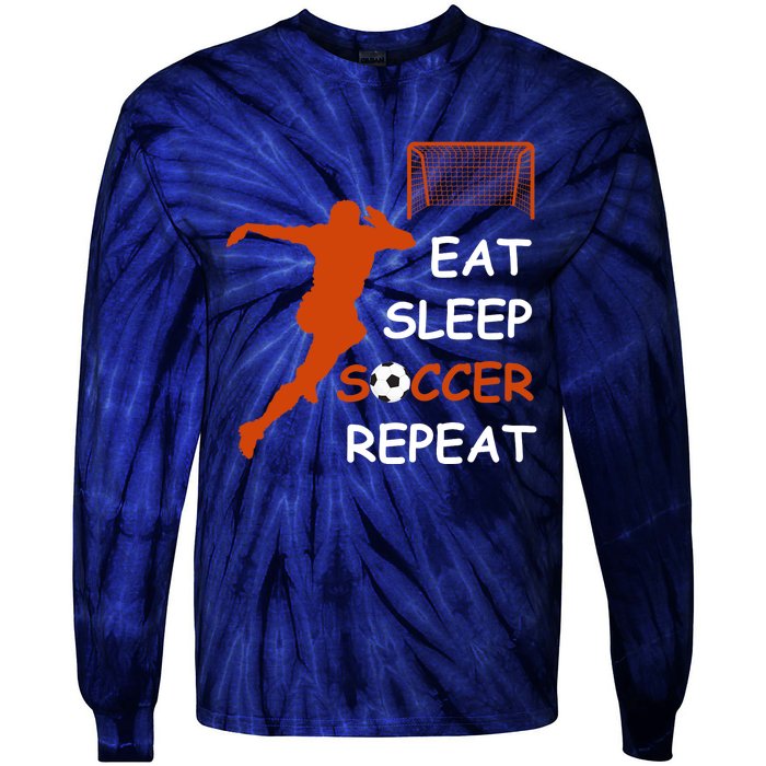 Eat Sleep Soccer Repeat funny Cool Sport Player Tie-Dye Long Sleeve Shirt