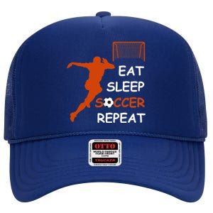 Eat Sleep Soccer Repeat funny Cool Sport Player High Crown Mesh Back Trucker Hat