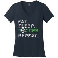 Eat Sleep Soccer Repeat Soccer Player Coach Women's V-Neck T-Shirt