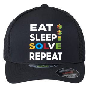 Eat Sleep Solve Repeat Rubik Game Funny Birthday Party Cute Gift Flexfit Unipanel Trucker Cap