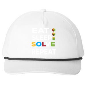 Eat Sleep Solve Repeat Rubik Game Funny Birthday Party Cute Gift Snapback Five-Panel Rope Hat