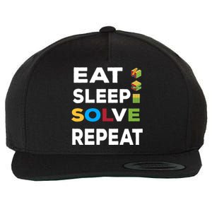 Eat Sleep Solve Repeat Rubik Game Funny Birthday Party Cute Gift Wool Snapback Cap