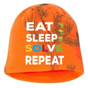 Eat Sleep Solve Repeat Rubik Game Funny Birthday Party Cute Gift Kati - Camo Knit Beanie