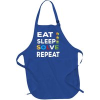 Eat Sleep Solve Repeat Rubik Game Funny Birthday Party Cute Gift Full-Length Apron With Pockets