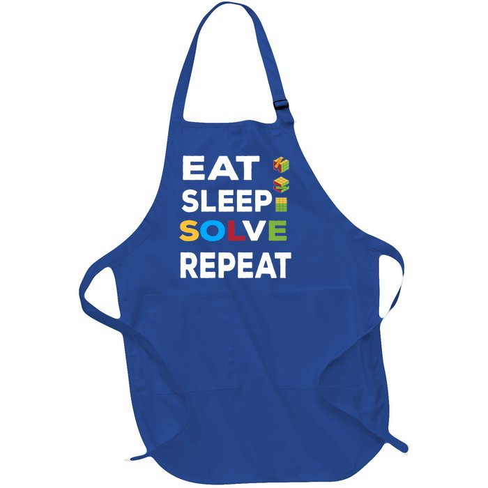 Eat Sleep Solve Repeat Rubik Game Funny Birthday Party Cute Gift Full-Length Apron With Pockets