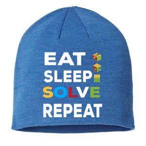 Eat Sleep Solve Repeat Rubik Game Funny Birthday Party Cute Gift Sustainable Beanie