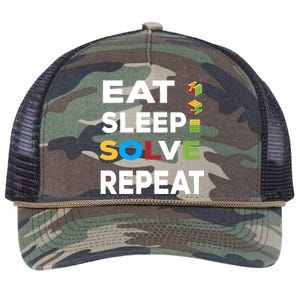 Eat Sleep Solve Repeat Rubik Game Funny Birthday Party Cute Gift Retro Rope Trucker Hat Cap