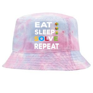 Eat Sleep Solve Repeat Rubik Game Funny Birthday Party Cute Gift Tie-Dyed Bucket Hat