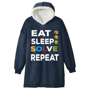 Eat Sleep Solve Repeat Rubik Game Funny Birthday Party Cute Gift Hooded Wearable Blanket