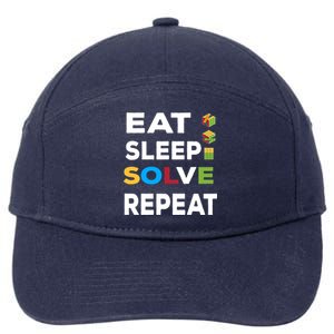 Eat Sleep Solve Repeat Rubik Game Funny Birthday Party Cute Gift 7-Panel Snapback Hat