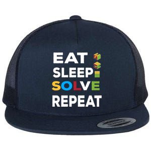 Eat Sleep Solve Repeat Rubik Game Funny Birthday Party Cute Gift Flat Bill Trucker Hat