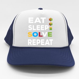 Eat Sleep Solve Repeat Rubik Game Funny Birthday Party Cute Gift Trucker Hat