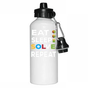 Eat Sleep Solve Repeat Rubik Game Funny Birthday Party Cute Gift Aluminum Water Bottle