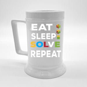 Eat Sleep Solve Repeat Rubik Game Funny Birthday Party Cute Gift Beer Stein