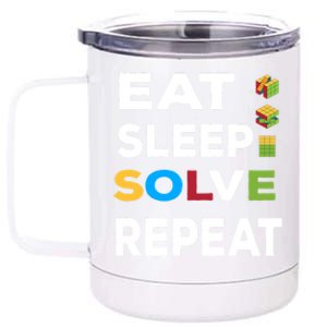 Eat Sleep Solve Repeat Rubik Game Funny Birthday Party Cute Gift 12 oz Stainless Steel Tumbler Cup