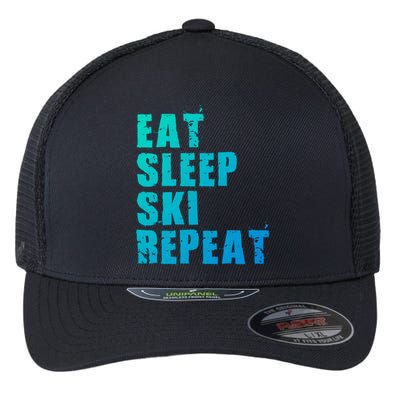 Eat Sleep Ski Repeat Motivational Gift Ace058d Gift Flexfit Unipanel Trucker Cap