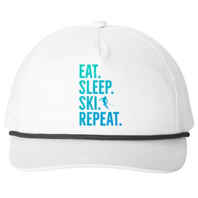 Eat Sleep Ski Repeat Gift Skiing Cool Gift Snapback Five-Panel Rope Hat