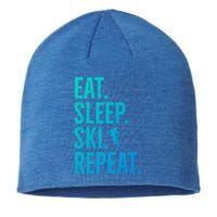 Eat Sleep Ski Repeat Gift Skiing Cool Gift Sustainable Beanie