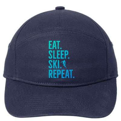 Eat Sleep Ski Repeat Gift Skiing Cool Gift 7-Panel Snapback Hat