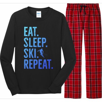 Eat Sleep Ski Repeat Gift Skiing Cool Gift Long Sleeve Pajama Set