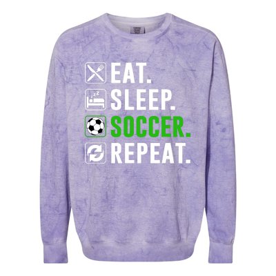 Eat Sleep Soccer Repeat Funny Soccer Player Colorblast Crewneck Sweatshirt